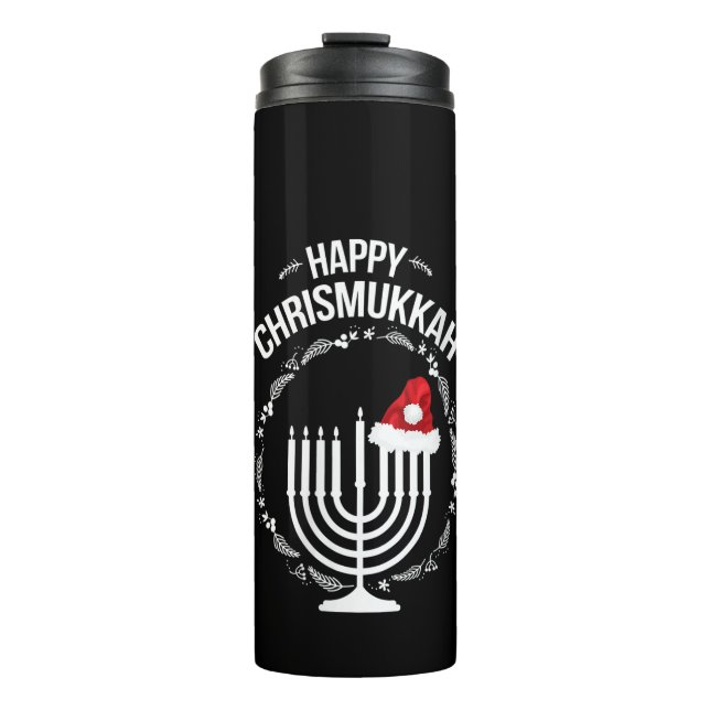 Garrafa Térmica Mulher Feliz Chrismukkah Hanukkah Jewes de Natal (Frente)