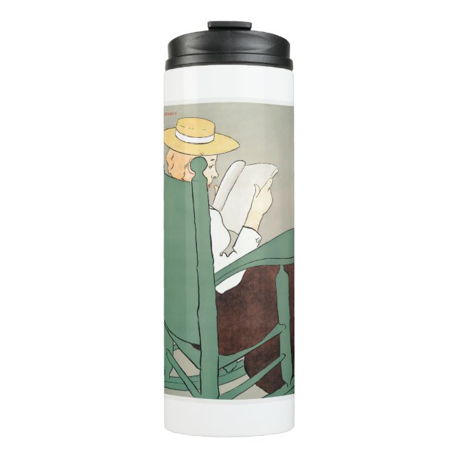 Garrafa Térmica Mulher lendo numa cadeira de balanço Edward Penfie (Frente)