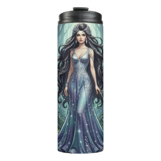 Garrafa Térmica Mulher majestosa com vestido prateado