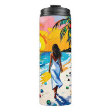Mulher na Cena Tropical da Praia