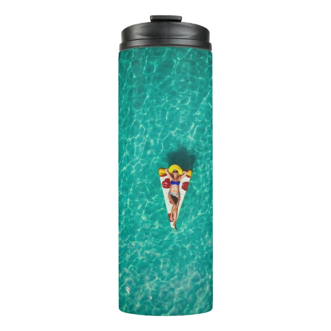 Garrafa Térmica Mulher no chão de pizza (Frente)