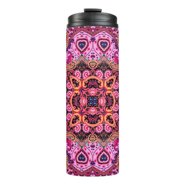 Garrafa Térmica Multicolor paisley, impressão de cachecol (Frente)
