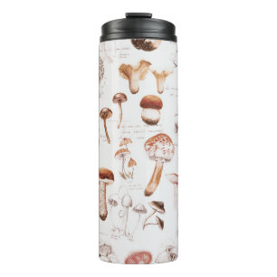 Garrafa Térmica Mushroom Medley: Padrão Sem Costura De Aquarela