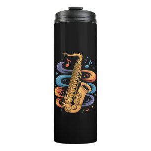Garrafa Térmica Música Colorida de Saxofone Fluxo Instrumento Jazz