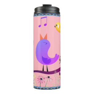 Garrafa Térmica Musical Birds (com iniciais) Thermal Tumbler