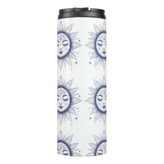 Garrafa Térmica Mystic Moon Face – Celestial Spiritual Line Art