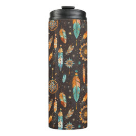 Garrafa Térmica Mystical Dark Boho: Penas e Sonhos Desi