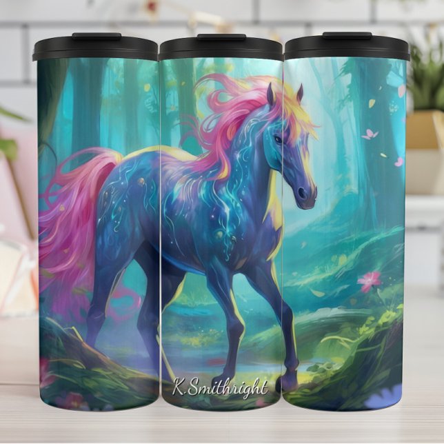 Garrafa Térmica Mystical Horse Forest Colorful Mane (Criador carregado)