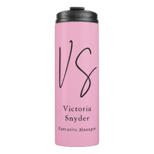 Garrafa Térmica Na moda Monograma Rosa claro profissional