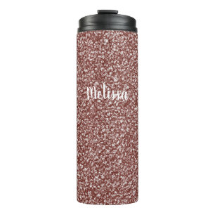 Garrafa Térmica Na moda Rosa Dourado Tumbler térmico Faux Glitter