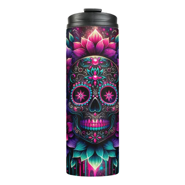 Garrafa Térmica Na moda Sugar Skull (Frente)