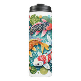 Garrafa Térmica Nadação Colorida Koi em Lotus Filmado Pond