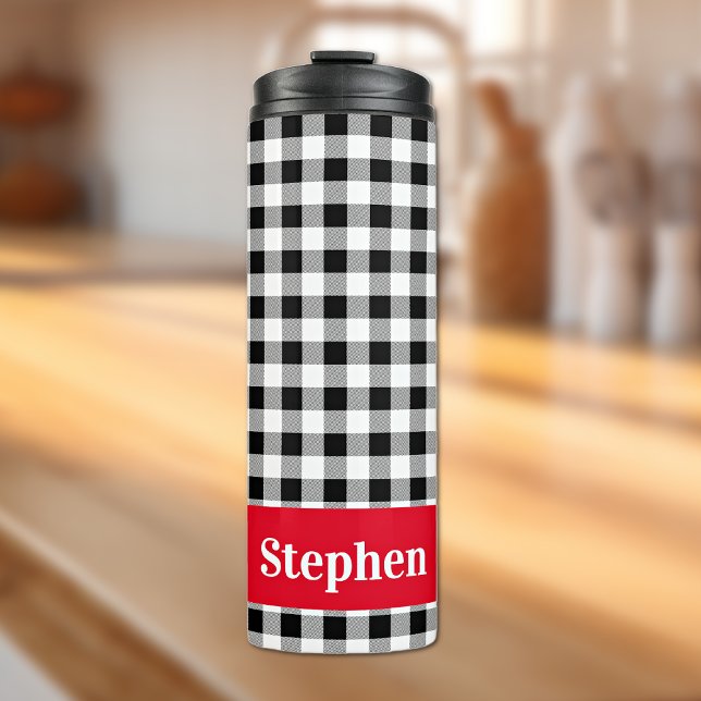 Garrafa Térmica Name Buffalo Check Red Accent 12oz Thermal Tumbler (Criador carregado)