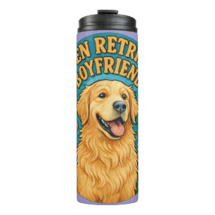 Garrafa Térmica Namorado Golden Retriever Engraçado Retro Amante d
