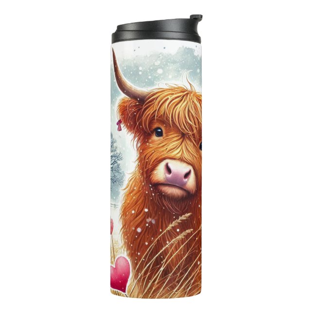 Garrafa Térmica Namorados Shaggy Highland Cow Thermal Tumbler (Giro à esquerda)