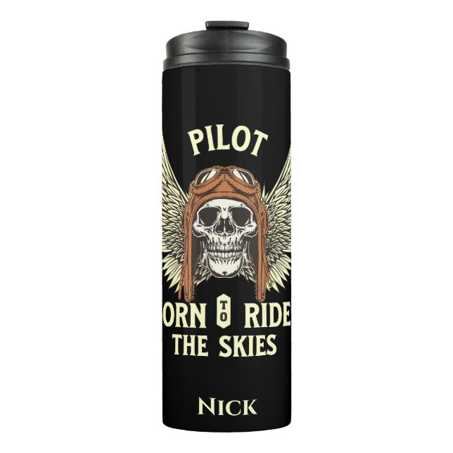 Garrafa Térmica Nascer Piloto Para Ir Ao Céu, Aviação, Personaliza (Frente)