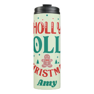 Garrafa Térmica Natal Alegre Holly Jolly Homemem de Gengibre Fofo