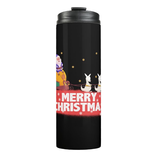 Garrafa Térmica Natal australiano, Papai Noel, praia (Frente)