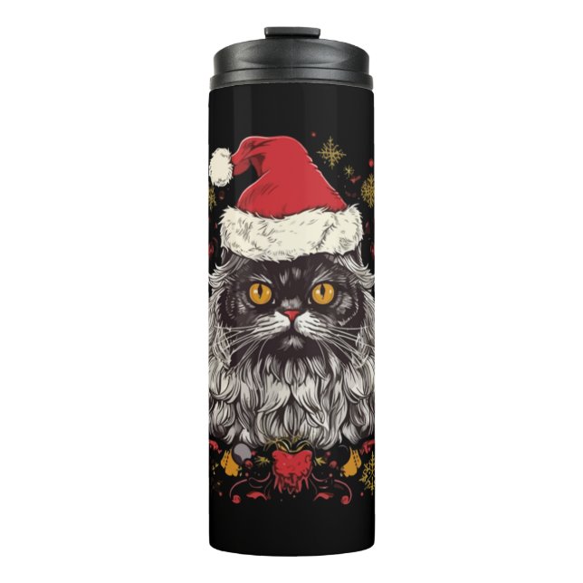 Garrafa Térmica Natal de Gato Persa (Frente)