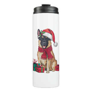 Garrafa Térmica Natal de Santa Hat Malinois, Natal Holiday