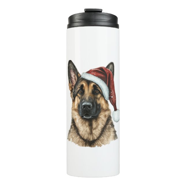 Garrafa Térmica Natal do Cão do Pai Natal german shepherd (Frente)