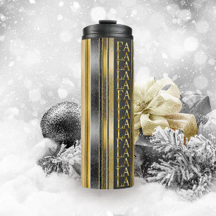 Garrafa Térmica Natal Dourado preto Fa La Pattern#27 ID1009