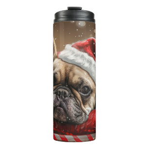 Garrafa Térmica Natal Festivo do Bulldog Francês