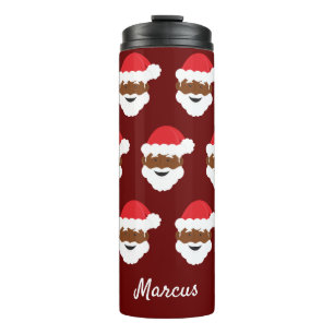 Garrafa Térmica Natal Negro Santa Claus Brown Skin Burgundy