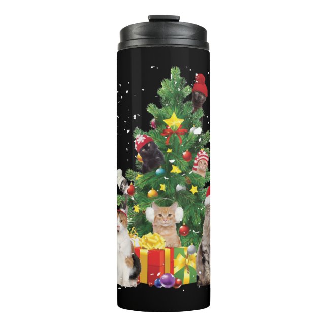 Garrafa Térmica natal tree cats - cat christmas sweater (Frente)