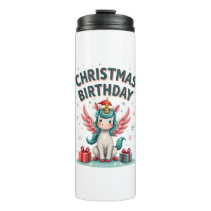 Garrafa Térmica Natal Vintage Menina de Aniversário Unicórnio Fofo
