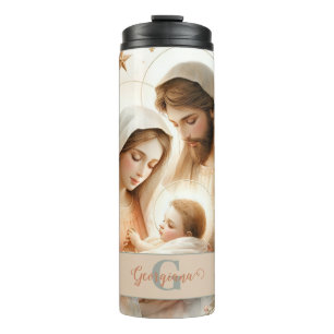 Garrafa Térmica Natividade Bebê Jesus Cristo Floral Personalizado