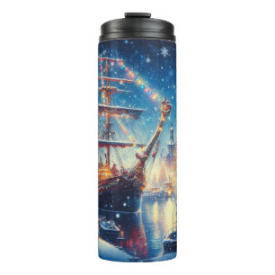 Garrafa Térmica Navio ancorado de Natal/Inverno