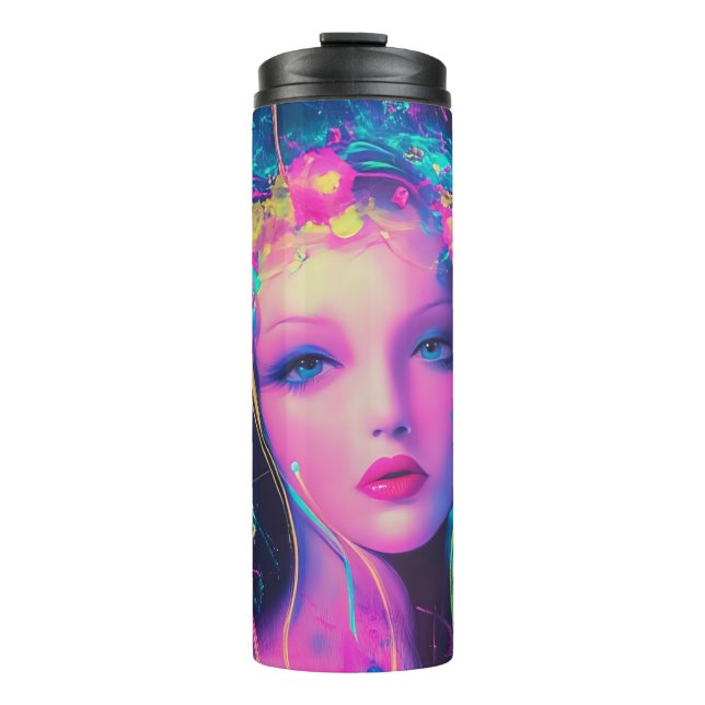 Garrafa Térmica Neon Alienígena Goddese (Frente)