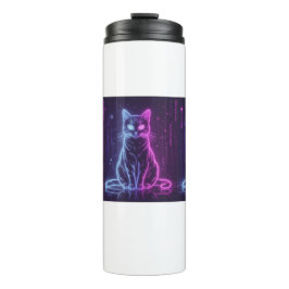 Garrafa Térmica **Neon Cat Design – Glowing Futuristic Feline Art*