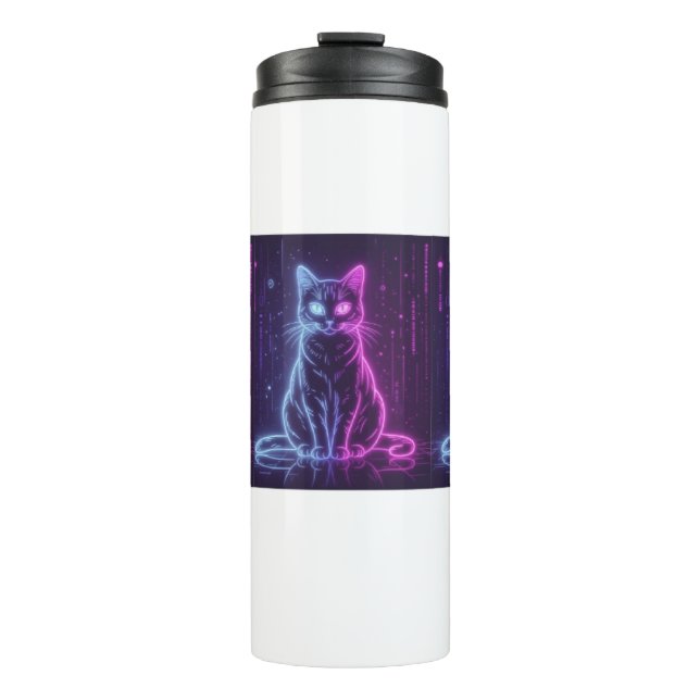 Garrafa Térmica **Neon Cat Design – Glowing Futuristic Feline Art* (Frente)