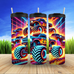 Garrafa Térmica Neon Monster Truck Racing Flames Thrill