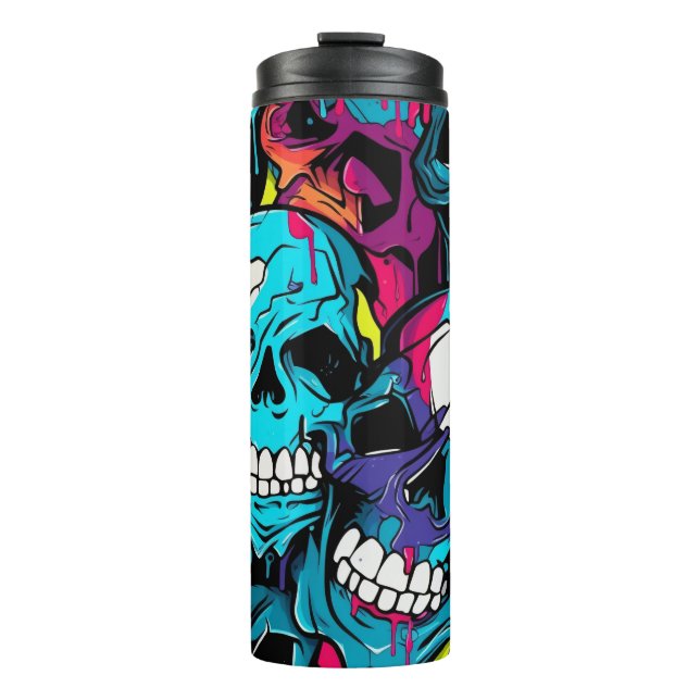 Garrafa Térmica Neon Night Skulls (Frente)