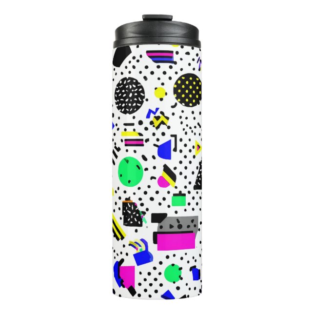 Garrafa Térmica Neon Retro Memphis Geometric Chaos Pattern (Frente)