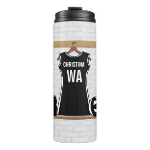 Garrafa Térmica Netball customizável do design preto e branco