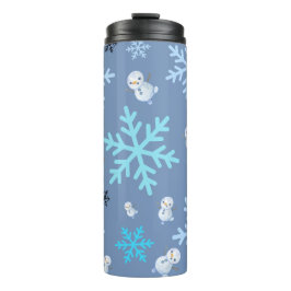 Garrafa Térmica Neves e flocos de neve em azul-real