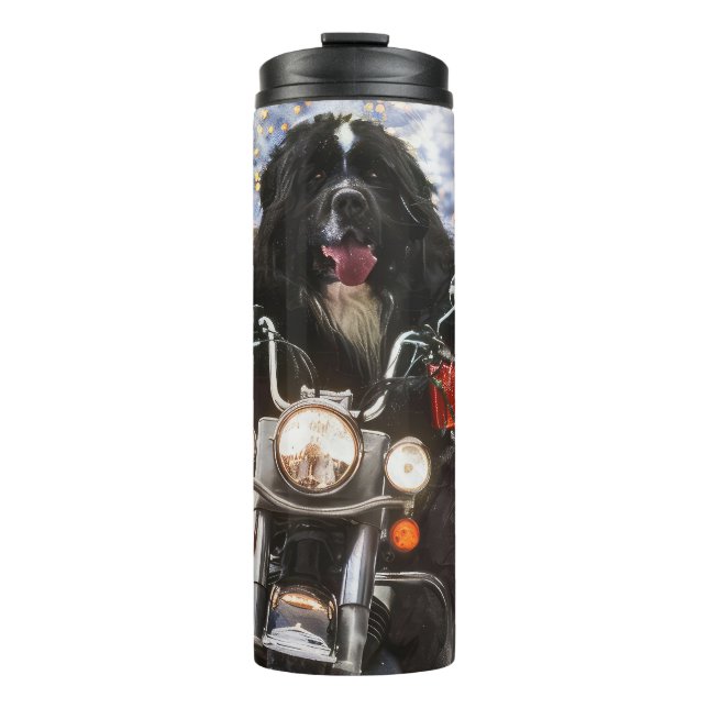 Garrafa Térmica Newland Dog Riding Motorcycle Christmas (Frente)