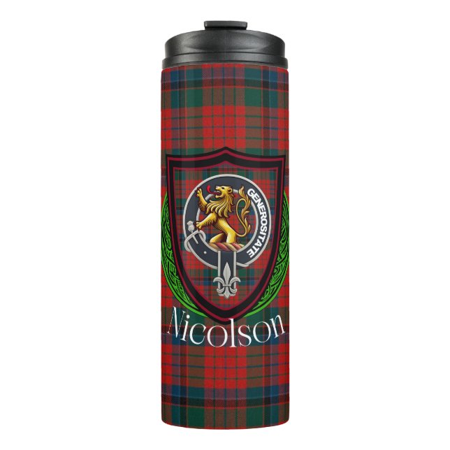 Garrafa Térmica Nicolson Scottish Clan Tartan & Crest (Frente)