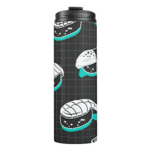 Garrafa Térmica Nigiri Sushi Vintage Sketch Patterno