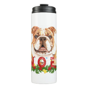 Garrafa Térmica Noel do Bulldog Watercolor  