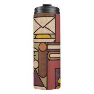 Garrafa Térmica Noite confortável. Ilustração abstrata da Vintage