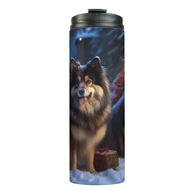 Garrafa Térmica Noite de Natal Finlandesa de Lapphund Snowy Sleigh (Frente)