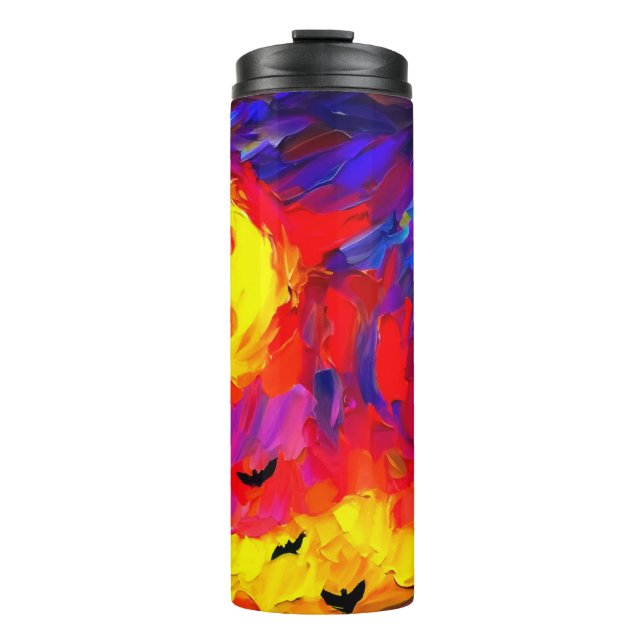 Garrafa Térmica Noite Moderna de Halloween Abstrato (Frente)