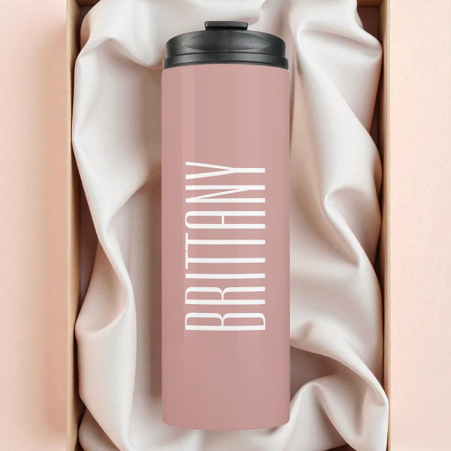 Garrafa Térmica Noiva Camarote Vermelho Simples Nome Personalizado (Simple Red Bridesmaid Personalized Name Minimal Thermal Tumbler)