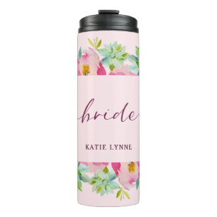 Garrafa Térmica Noiva Personalizada Blooming Chic Mint & Blush