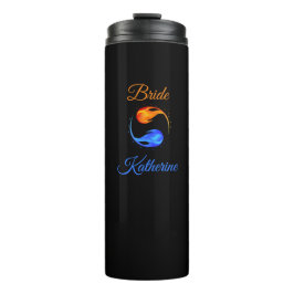 Garrafa Térmica Noiva - Tema de Casamento com Chama Gêmeo - Preto-